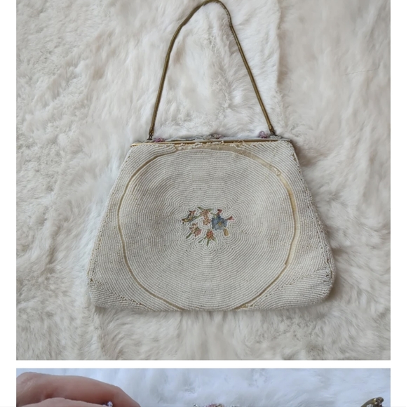 Real pointe de Beauvais vintage early 1900s beaded silk purse - Picture 2 of 4